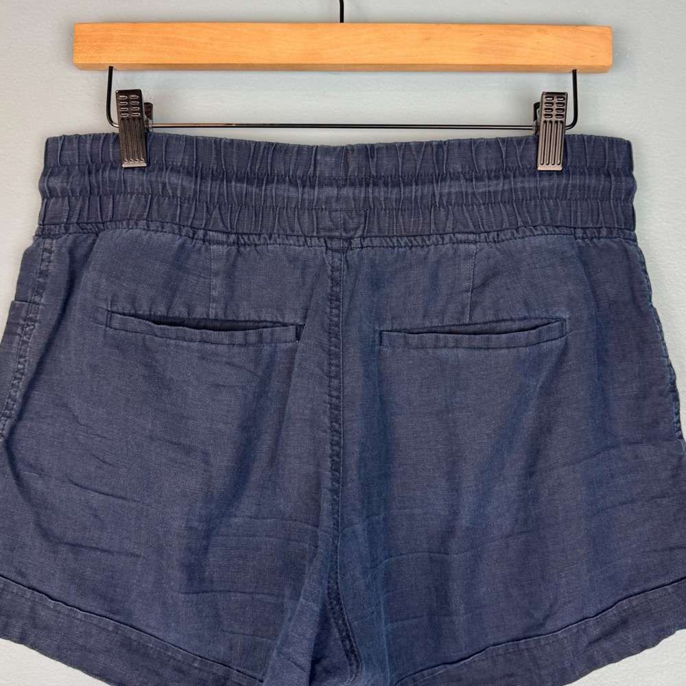 Athleta Cabo Linen 4" Short Womens 6 Navy Blue Elastic Drawstring Waist Pockets - Picture 3 of 7